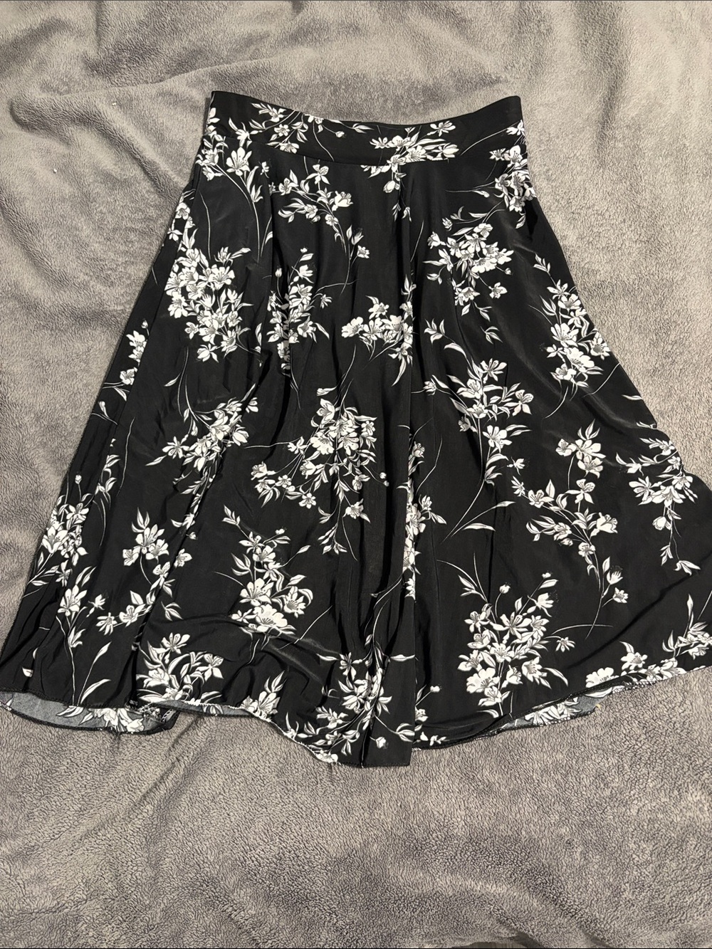Black Floral Circle Skirt - Feminine Flared Silhouette